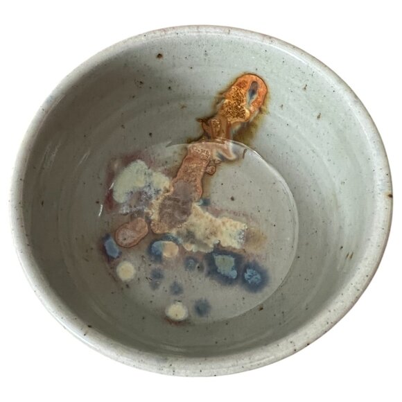 Handmade Pottery Bowl – Studio Stoneware Multicolor Drip Glaze Stunning! 5" dia - Picture 2 of 9